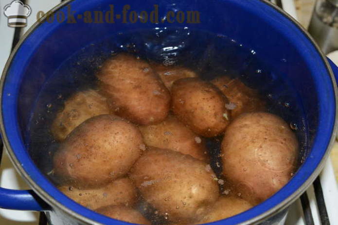 Gekochte Kartoffeln in der Schale für einen Salat - wie Kartoffeln in einem Topf in der Schale zu kochen, mit einem Schritt für Schritt Rezept Fotos