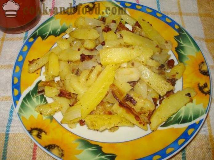 Bratkartoffeln mit Zwiebeln - wie in einer Pfanne Bratkartoffeln mit Zwiebeln zu kochen, einen Schritt für Schritt Rezept Fotos