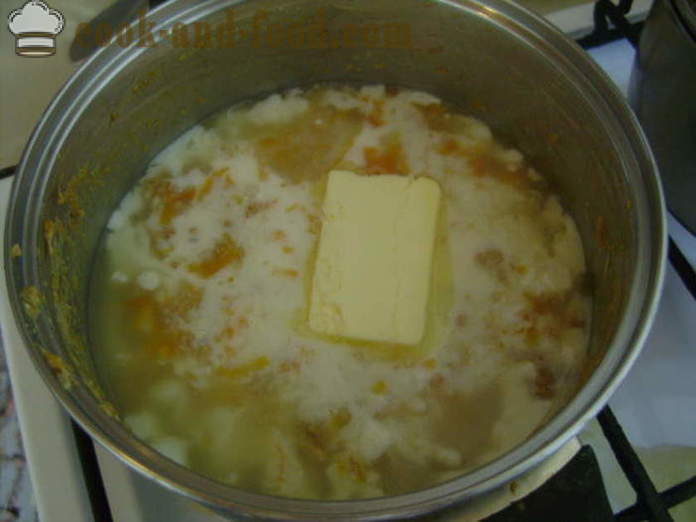 Haferflocken Brei aus Vollkornprodukten auf Milch - wie köstlich Haferflocken Bohnen kochen in der Milch, mit einem Schritt für Schritt Rezept Fotos