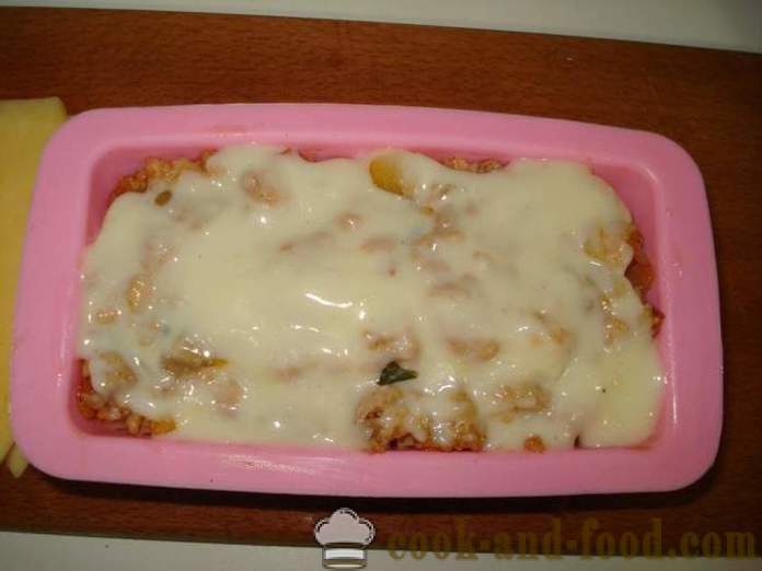 Schnelle Lasagna mit gehacktem Huhn ohne Test - wie Lasagne zu kochen, ohne den Test, Schritt für Schritt Rezept Fotos