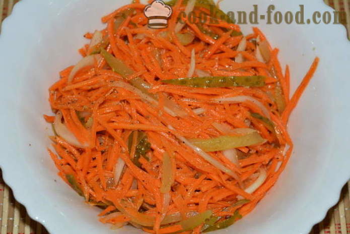 Ein einfacher Salat mit koreanischer Karotte und Gurke - wie koreanischen Salat von Karotten und Gurken zu kochen, mit einem Schritt für Schritt Rezept Fotos