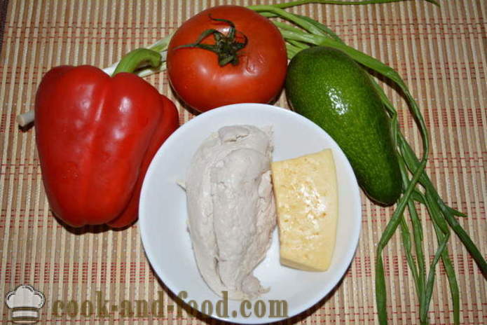 Ein köstlicher Salat mit Avocado und Hühnerbrust - wie einen Salat mit Avocado und Huhn, mit einem Schritt für Schritt Rezept Fotos vorzubereiten