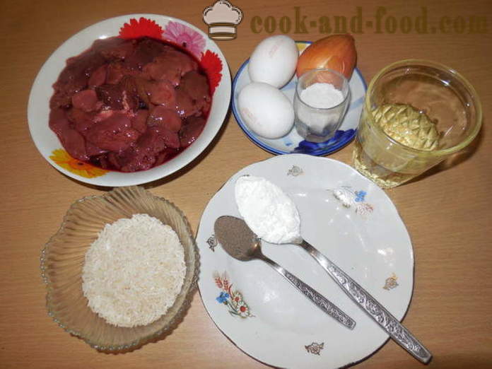 Leber hackt Hühnerleber mit Reis und Stärke - wie eine köstliche Leber Pasteten zu kochen, einen Schritt für Schritt Rezept Fotos