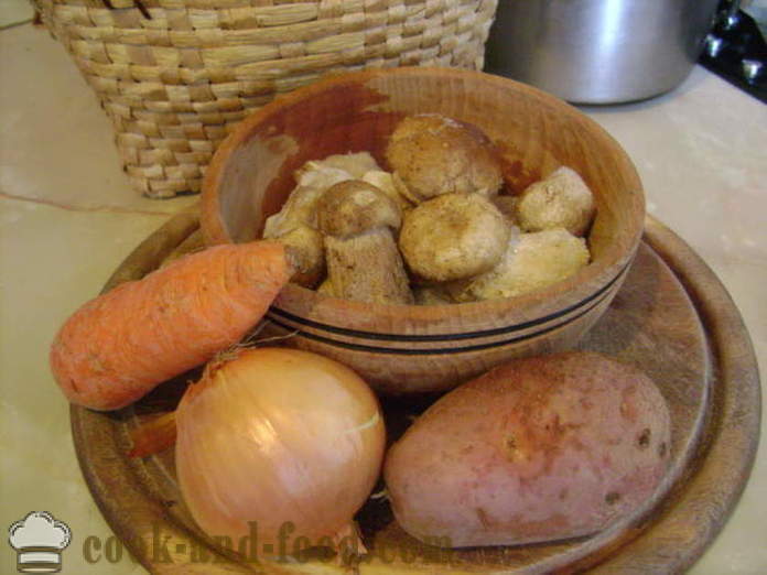 Köstliche Pilzsuppe aus den gefrorenen weißen Pilzen - wie Suppe aus den gefrorenen weißen Pilzen zu kochen, einen Schritt für Schritt Rezept Fotos