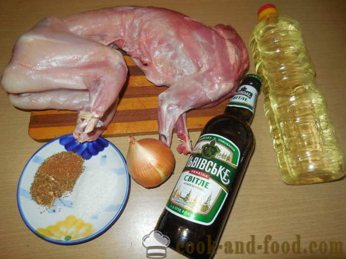 Kaninchen geschmort in Bier in utyatnitsu - wie ein Kaninchen in Bier kochen in dem Ofen, mit einem Schritt für Schritt Rezept Fotos