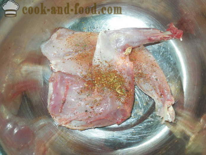 Kaninchen geschmort in Bier in utyatnitsu - wie ein Kaninchen in Bier kochen in dem Ofen, mit einem Schritt für Schritt Rezept Fotos