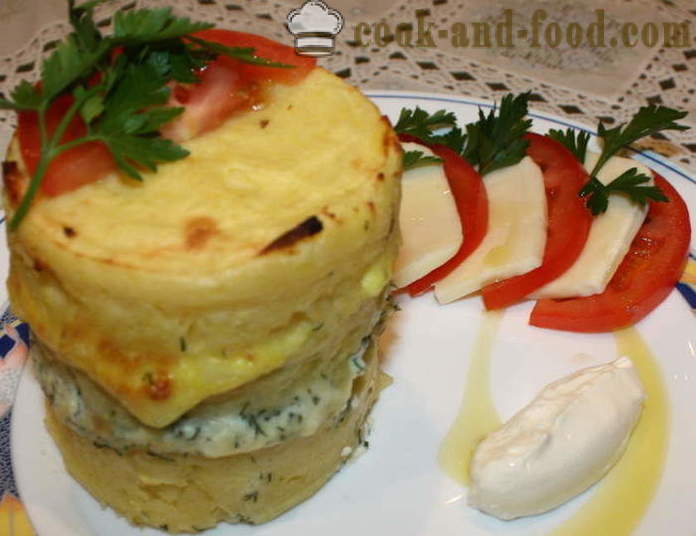 Schicht Kartoffeln mit Käse im Ofen gebacken - wie gebackene Kartoffeln mit Käse im Ofen, mit einem Schritt für Schritt Rezept Fotos