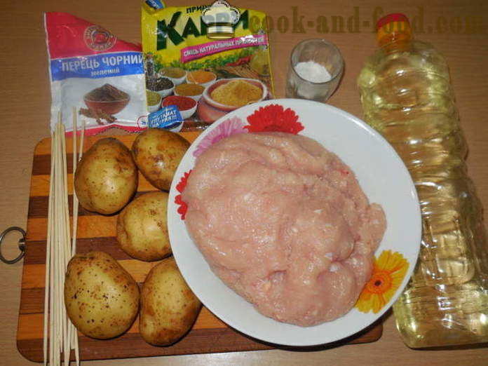 Kartoffeln mit Hackfleisch in dem Ofen am Spieß gebacken - wie Kartoffeln backen mit Hackfleisch in dem Ofen, mit einem Schritt für Schritt Rezept Fotos