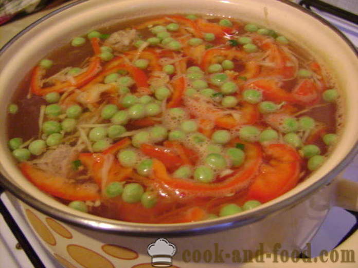 Gemüsesuppe mit Fleischbällchen und Nudeln - wie die Suppe mit Fleischbällchen und Nudeln zu kochen, mit einem Schritt für Schritt Rezept Fotos