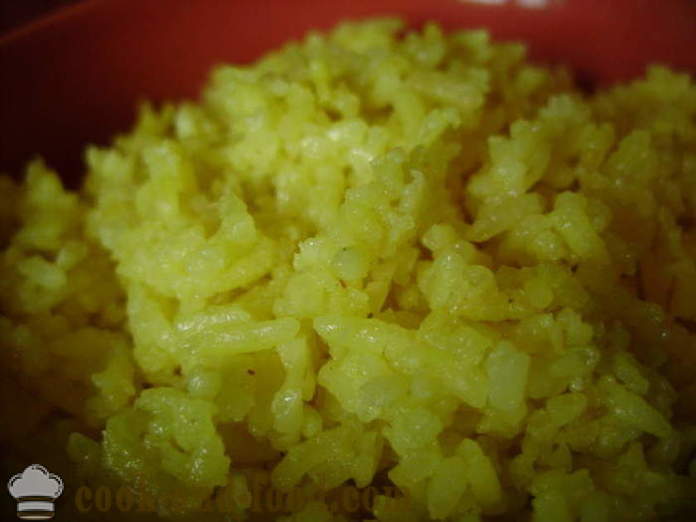 Gekochter Reis mit Kurkuma - wie man kocht Reis mit Kurkuma, einen Schritt für Schritt Rezept Fotos