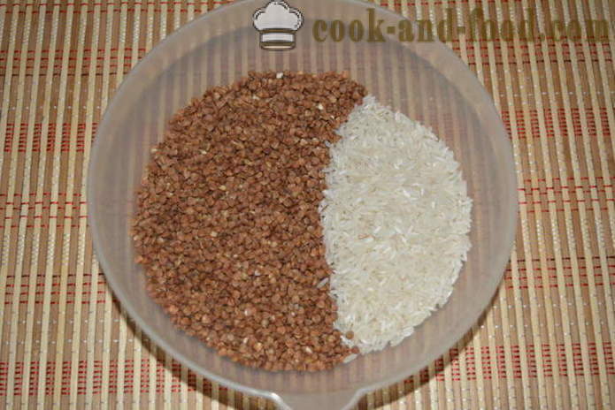 Buchweizen mit Reis und Fleisch in multivarka - wie Reis in multivarka, Schritt für Schritt Rezept Fotos mit Buchweizen brauen