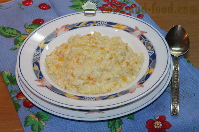 Reisbrei mit Kürbis auf Milch - wie Reisbrei kochen mit Kürbis auf einer Platte, mit einem Schritt für Schritt Rezept Fotos