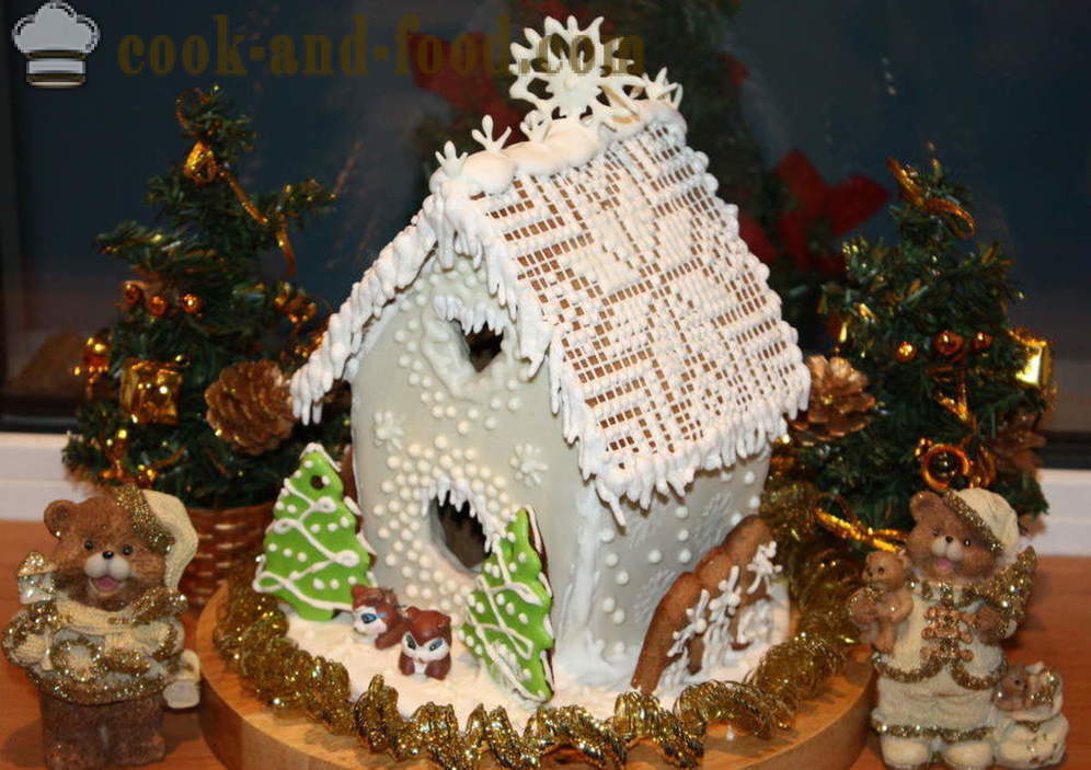 Weihnachtslebkuchenhaus mit eigenen Händen - wie, wie ein Lebkuchenhaus zu Hause auf Silvester backen, Schritt für Schritt Rezept Fotos