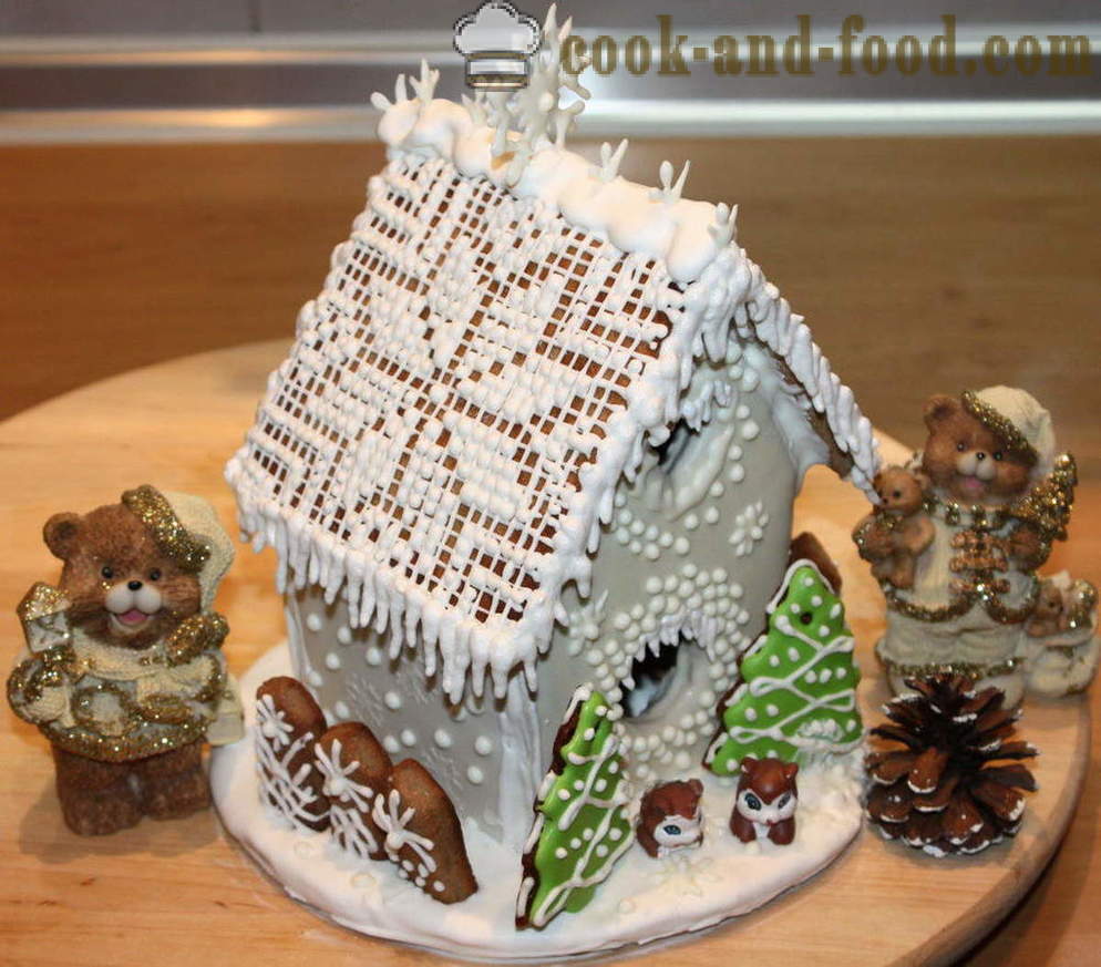 Weihnachtslebkuchenhaus mit eigenen Händen - wie, wie ein Lebkuchenhaus zu Hause auf Silvester backen, Schritt für Schritt Rezept Fotos