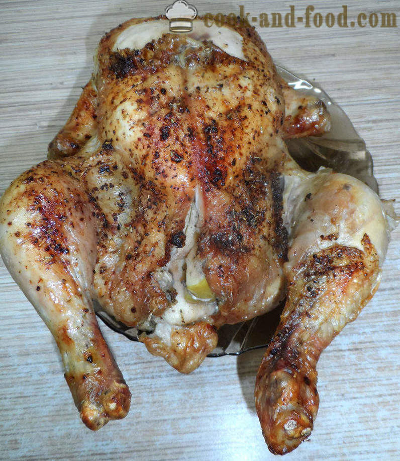 Huhn gebacken mit Äpfeln in Aerogrill - wie Huhn ganz backen, Schritt für Schritt Rezept Fotos