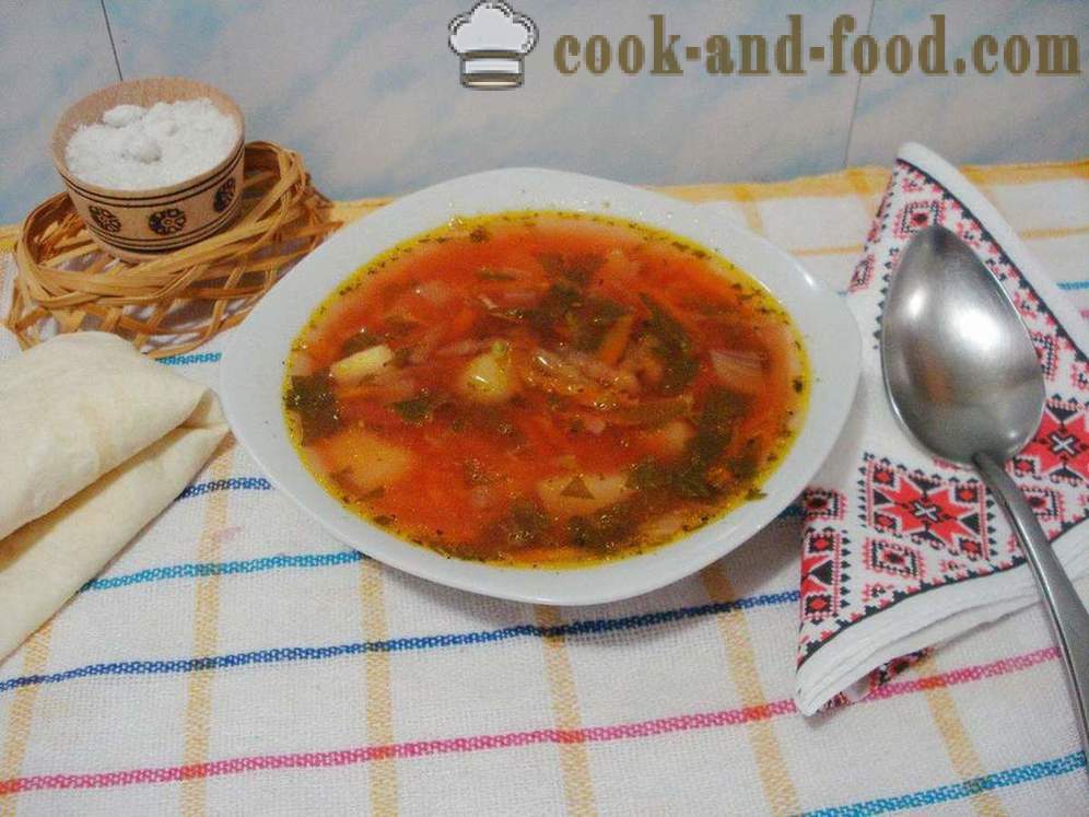 Gemüsesuppe mit Sauerampfer - wie Suppe mit Sauerampfer, um zu kochen, einen Schritt für Schritt Rezept Fotos