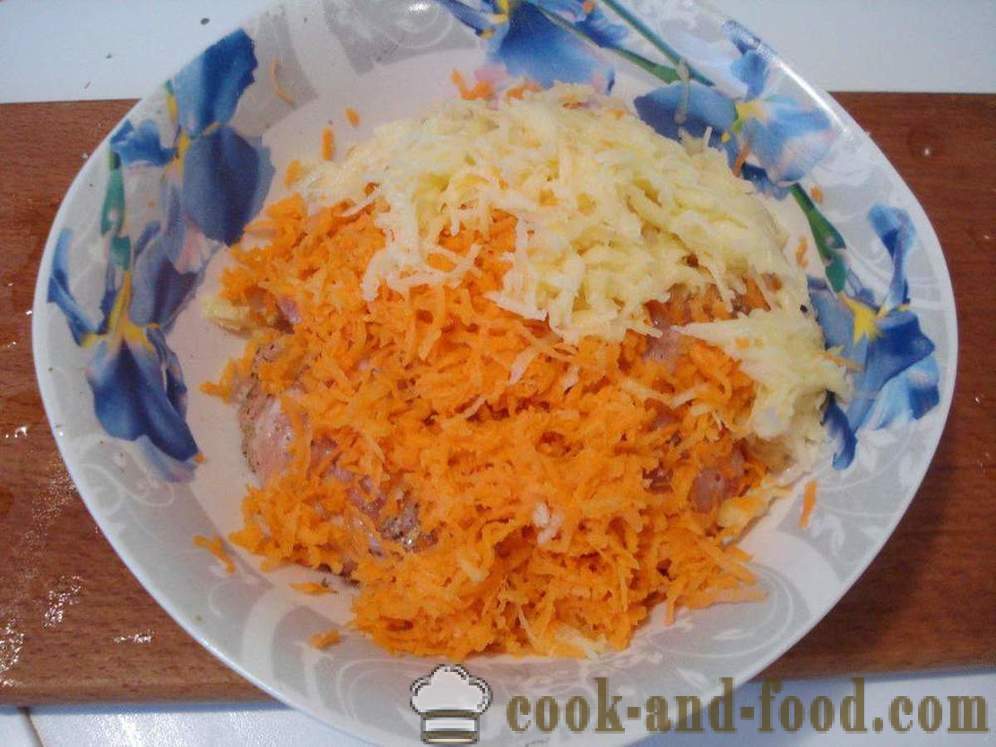 Hähnchenschnitzel mit Kürbis und gefüllt mit Käse in multivarka - wie Huhn Koteletts in multivarka zu kochen, Schritt für Schritt Rezept Fotos