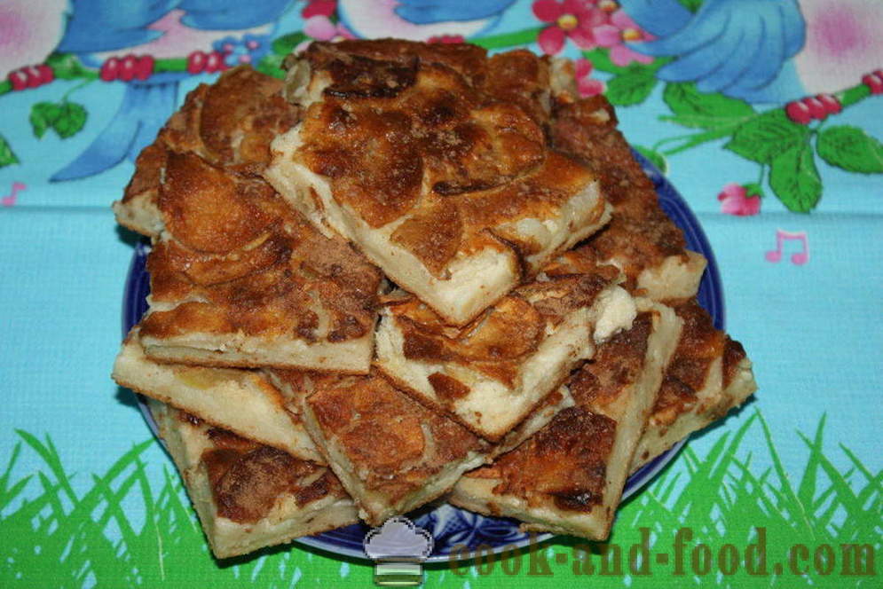 Apfelkuchen mit Zimt - wie in dem Ofen einen Apfelkuchen mit Zimt backen, mit einem Schritt für Schritt Rezept Fotos