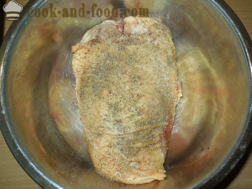 Saftige Hähnchenbrust im Ofen gebacken - wie Hähnchenbrust im Ofen zu kochen, mit einem Schritt für Schritt Rezept Fotos