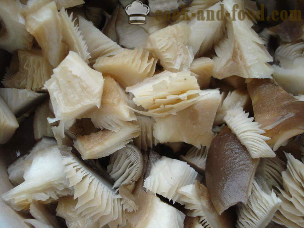 Austernpilze gebraten mit Zwiebeln und Gewürzen - wie gebratene Austernpilze zu kochen, einen Schritt für Schritt Rezept Fotos