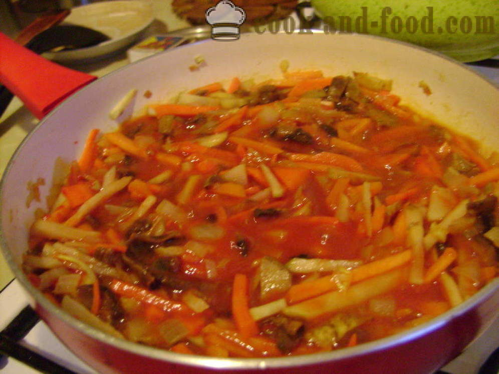 Gemüsesuppe mit Pilzen und Bohnen - wie Suppe mit Pilzen zu kochen, einen Schritt für Schritt Rezept Fotos