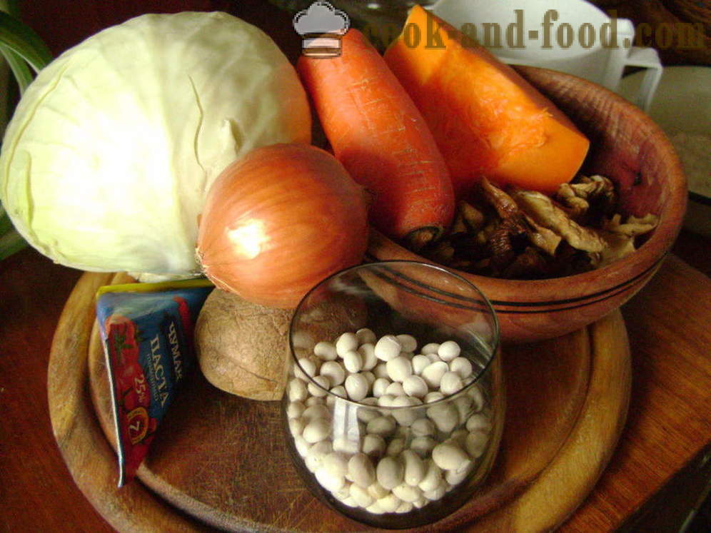 Gemüsesuppe mit Pilzen und Bohnen - wie Suppe mit Pilzen zu kochen, einen Schritt für Schritt Rezept Fotos