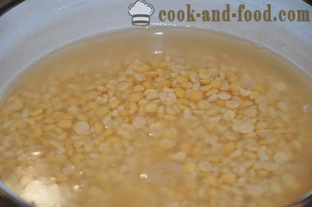 Leckere Erbsensuppe mit Zwiebeln und Speck - wie leckes Erbsenpüree zu kochen, einen Schritt für Schritt Rezept Fotos