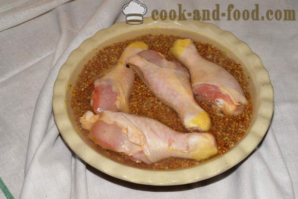 Buchweizen gebacken Huhn im Ofen - wie in dem Ofen Huhn mit Buchweizen kochen, mit einem Schritt für Schritt Rezept Fotos