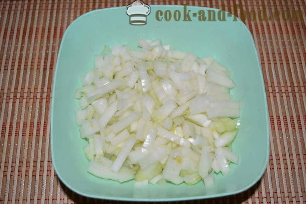 Zwiebel-Salat mit Zwiebel mit Ei und Mayonnaise - wie den Zwiebel-Salat zu kochen, einen Schritt für Schritt Rezept Fotos