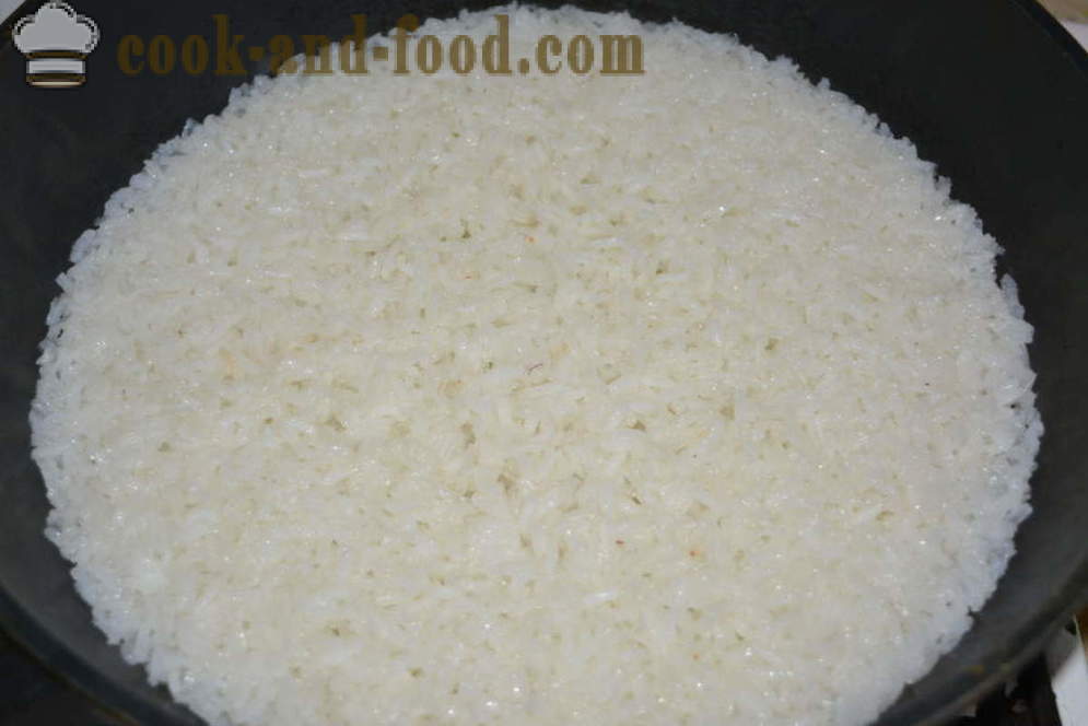 Wie kochen Reis zum Garnieren bröckelig - wie in einer Pfanne knusprig Reis kochen, einen Schritt für Schritt Rezept Fotos