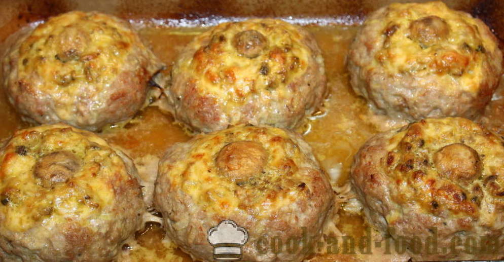 Fleischkäsekuchen mit Pilzen und Käse - wie Fleisch Käsekuchen zum Kochen mit Pilzen in dem Ofen, mit einem Schritt für Schritt Rezept Fotos