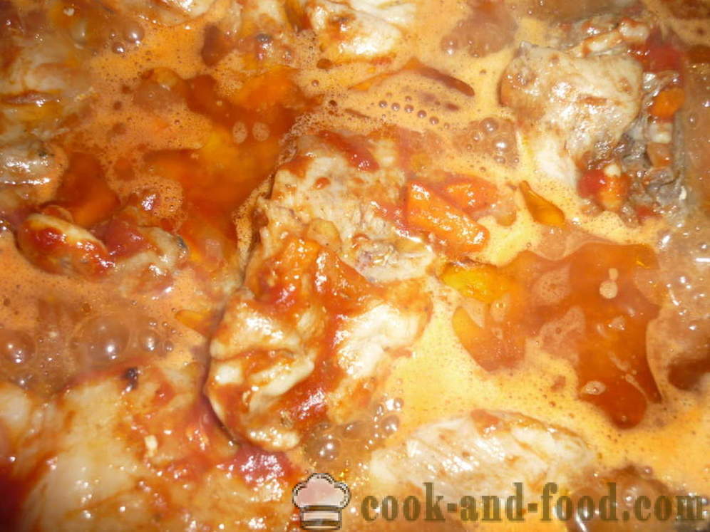Geschmortes Hähnchen in Tomatensauce - beide sehr lecke Hühnchen Eintopf zu kochen, einen Schritt für Schritt Rezept Fotos