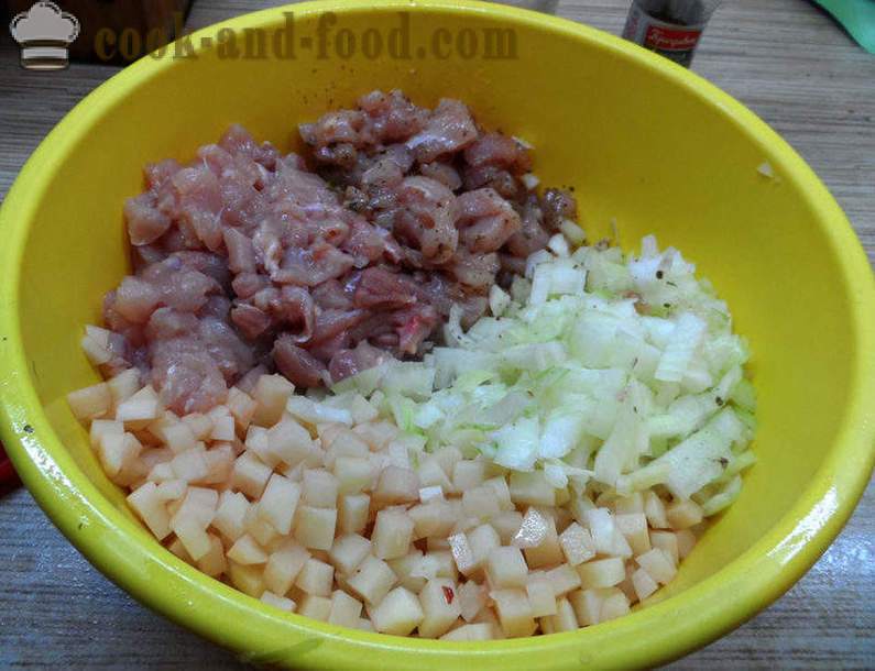Echpochmak Tartar, mit Fleisch und Kartoffeln - wie man kocht echpochmak, Schritt für Schritt Rezept Fotos