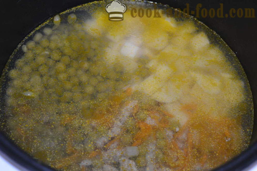 Pea in multivarka - wie Erbsensuppe in multivarka zu kochen, Schritt für Schritt Rezept Fotos