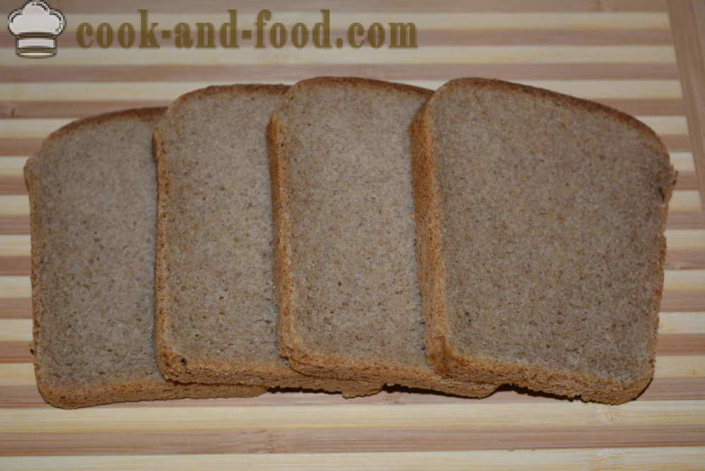 Brown Brot Toast mit Ei - wie der Toast Schwarzbrot im Backofen zu kochen, mit einem Schritt für Schritt Rezept Fotos