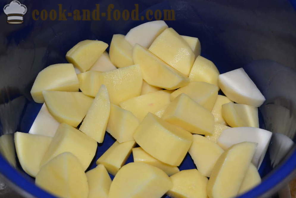 Kartoffelbrei mit Milch und Butter ohne Klumpen - wie man ein leckeres Kartoffelpüree zu kochen, einen Schritt für Schritt Rezept Fotos