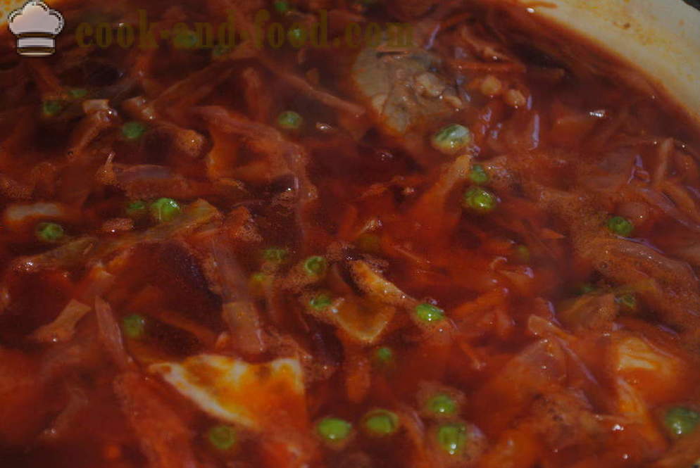 Borschtsch mit Rüben, Kohl und Fleisch - wie Suppe mit Rüben zu kochen, mit einem Schritt für Schritt Rezept Fotos