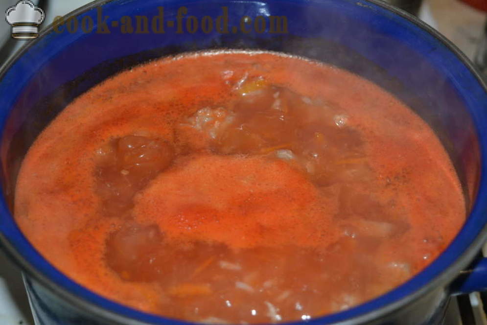 Tomatensuppe mit Fleischbällchen - wie Tomatensuppe mit Fleischbällchen zu kochen, mit einem Schritt für Schritt Rezept Fotos