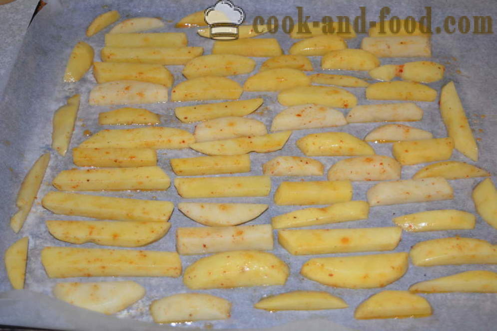 Knusprige Pommes frites in den Ofen - wie Pommes frites zu Hause kochen, Schritt für Schritt Rezept Fotos