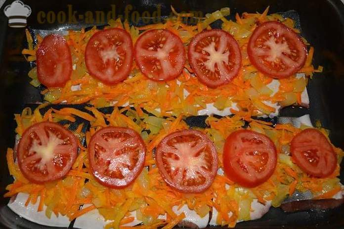Rosa Lachs mit Gemüse im Ofen gebacken - wie ein saftigen rosaen Lachs im Ofen zu kochen, mit einem Schritt für Schritt Rezept Fotos