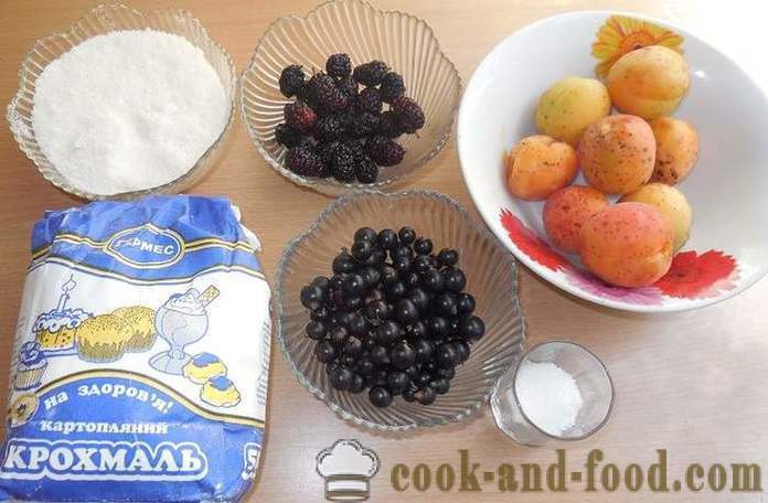 Fruchtgelee Johannisbeere Beeren, Maulbeeren, Aprikosen und Stärke - wie man kocht Gelee Beeren und Stärke, mit einem Schritt für Schritt Rezept Fotos