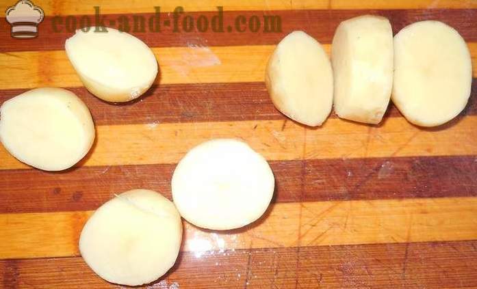 Köstliche neue Kartoffeln im Ofen mit dem Fleisch gebacken - wie köstlich gebackene neue Kartoffeln in dem Loch, das Rezept mit Fotos, Schritt für Schritt