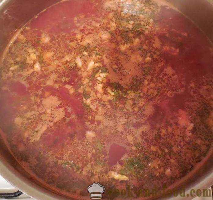 Klassisch, heiße Suppe Rote-Bete-Suppe mit Fleisch - wie Rote-Bete-Suppe zu kochen, einen Schritt für Schritt Rezept Fotos