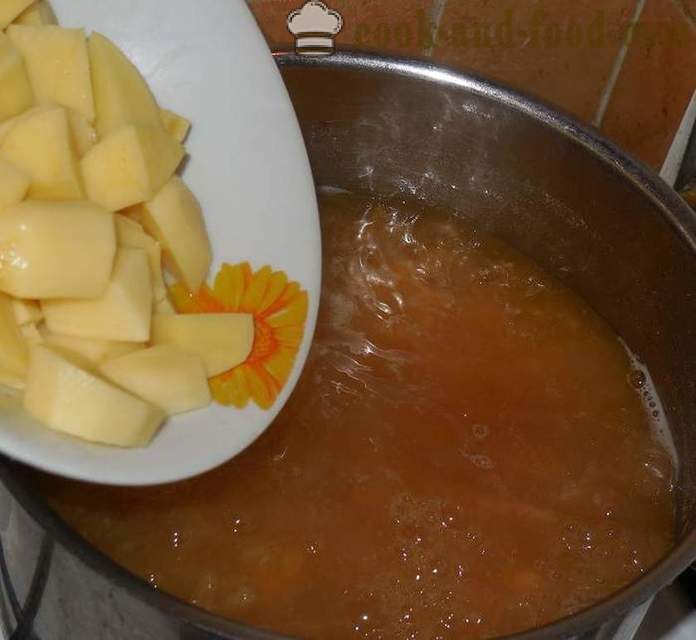 Köstliche hausgemachte Suppe mit Bohnen in Ukrainisch - wie man kocht Suppe mit Bohnen in der Ukraine - einen Schritt für Schritt Rezept Fotos