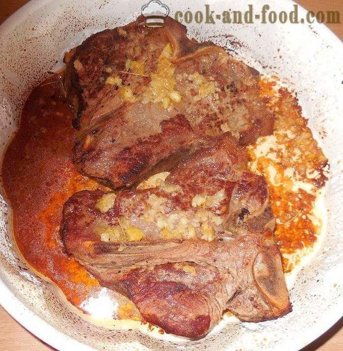 Sehr lecker und saftig Beefsteak oder Schweinefleisch Ti Bon - Kochen voller Braten von Fleisch - Schritt für Schritt Rezept Fotos