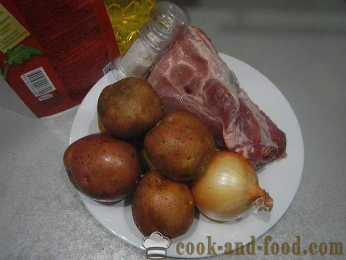 Geschmorte Kartoffeln mit Fleisch in multivarka, in einem Topf auf der Feuer - Schritt für Schritt Rezept dafür, wie eine Kartoffel-Eintopf mit Fleisch multivarka zu kochen - mit Fotos
