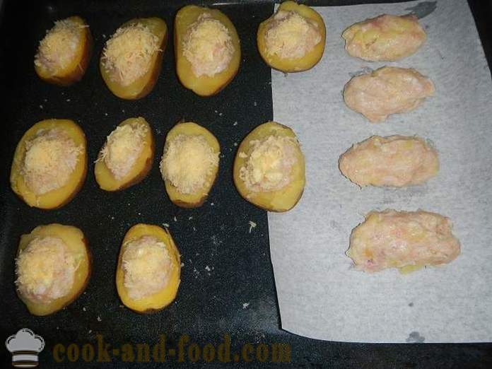 Gebackene Kartoffeln mit Hackfleisch und Käse - wie gebackene Kartoffeln im Ofen, das Rezept Schritt für Schritt mit Fotos.