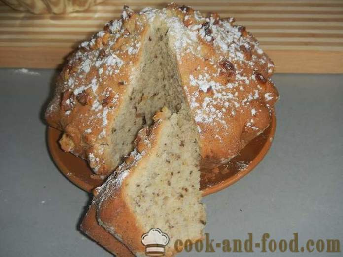 Einfache Walnuss Cupcake auf Kefir - wie man einen Kuchen zu Hause kochen, Schritt für Schritt Rezept mit Fotos.