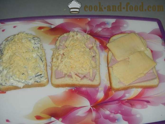 Einfache Rezepte für warme Sandwiches mit Käse und Wurst in Eile