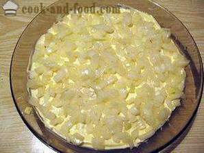 Mimosa Salat - Turn-basiertes klassisches Rezept mit Käse, Butter, Konserven und Kartoffeln (Foto, Video)